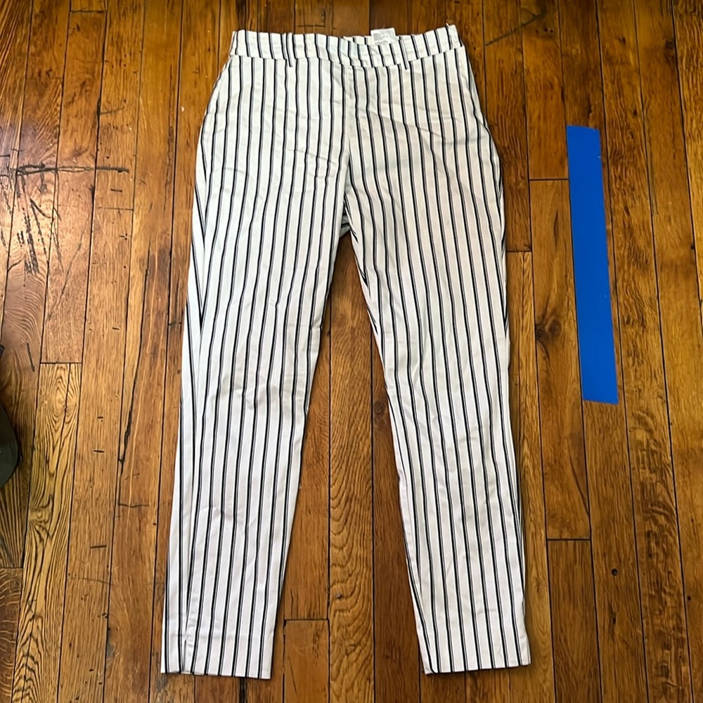 White with navy blue pinstripe dress pants - H&M size 4
